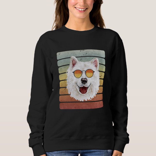 Sudadera Retro Vintage Atardecer Samoyed Mamá Papá (Anverso)