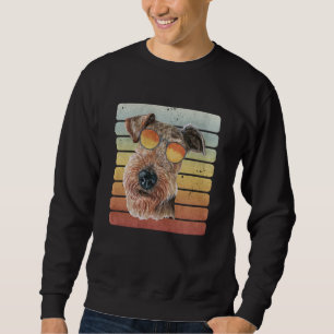 Sudadera Retro Vintage Atardecer Terrier Airedale Mamá Papá