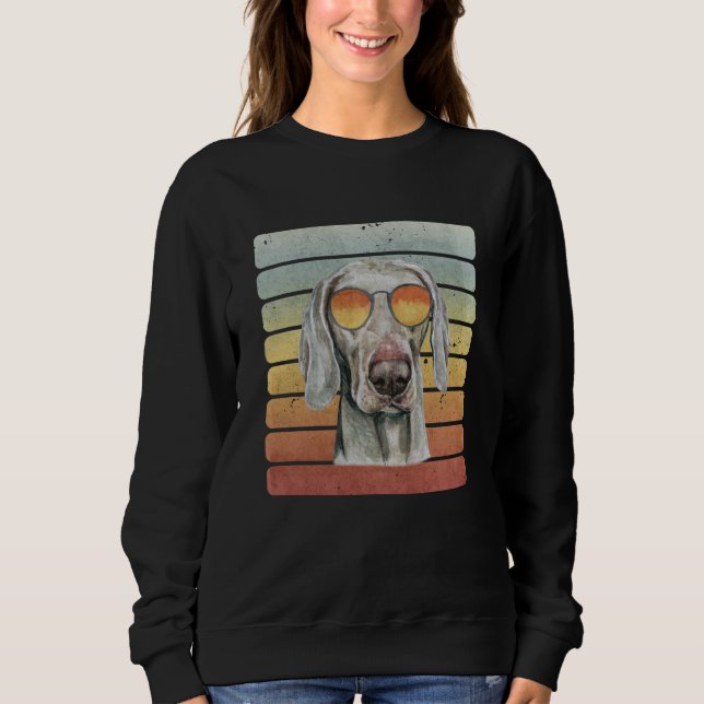 Sudadera Retro Vintage Atardecer Weimaraner Mamá Papá (Anverso)