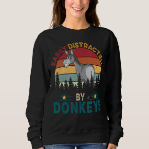 Sudadera Retro Vintage Distraído Fácilmente Por Los Burros 