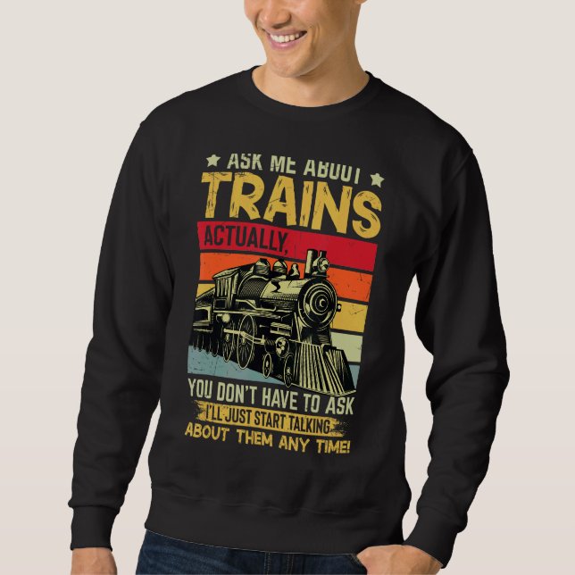 Sudadera Retro Vintage me pregunta sobre el tren (Anverso)