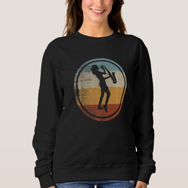 Sudadera Retro Vintage Saxophone Female Saxophonist   (Anverso)