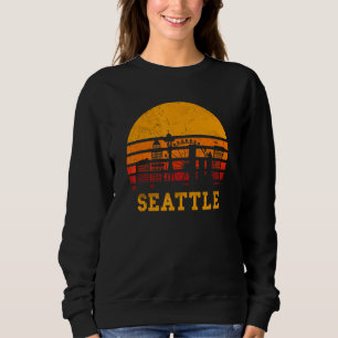 Sudadera Retro Vintage Sunset Seattle Skyline