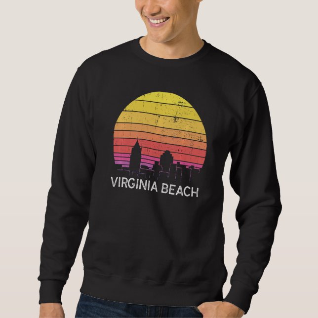 Sudadera Retro Virginia Virginia Beach Skyline Vintage Urba (Anverso)