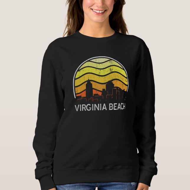 Sudadera Retro Virginia Virginia Beach Visitors Skyline Vin (Anverso)