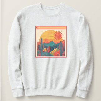 Sudadera Retro Whimsical Boho Style Sunset Landscape
