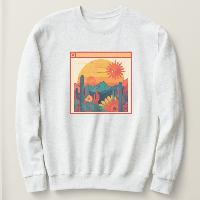 Sudadera Retro Whimsical Boho Style Sunset Landscape (Anverso del diseño)