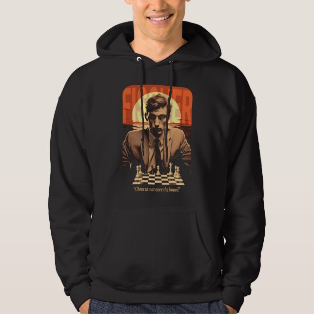 Sudadera Retro Young Bobby Fischer "Chess is War" Quote (Anverso)