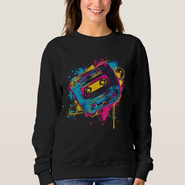Sudadera Retroceso del diseño de cinta de cassette retro (Anverso)