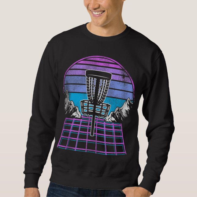 Sudadera Retroonda sinthwave Sunset de Disk Golf Basket 90s (Anverso)