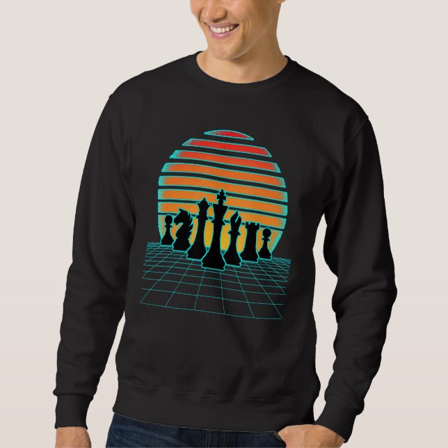 Sudadera Retrowave Chess Pieces Aesthetic 80s Style Game Sy (Anverso)