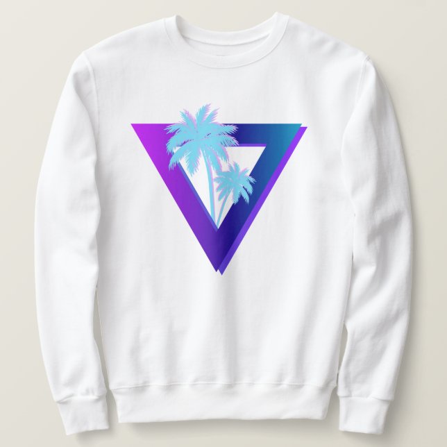 SUDADERA RETROWAVE SYNTHWAVE PALMERAS TRIÁNGULO (Anverso del diseño)