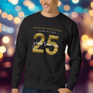 Sudadera Reunión de exalumnos de 25 años Faux Gold