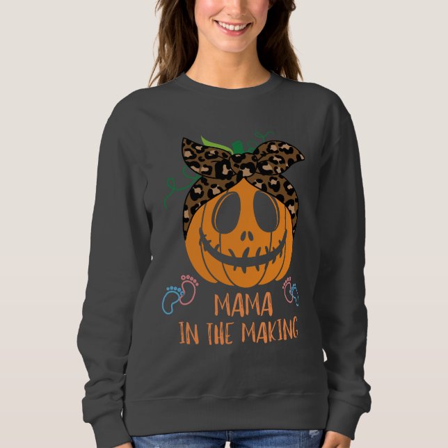 Sudadera Revelación de embarazo, calabaza espeluznante Hall (Anverso)