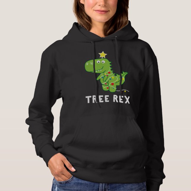 Sudadera Rex de árbol. Paja, Navidades de dinosaurios diver (Anverso)