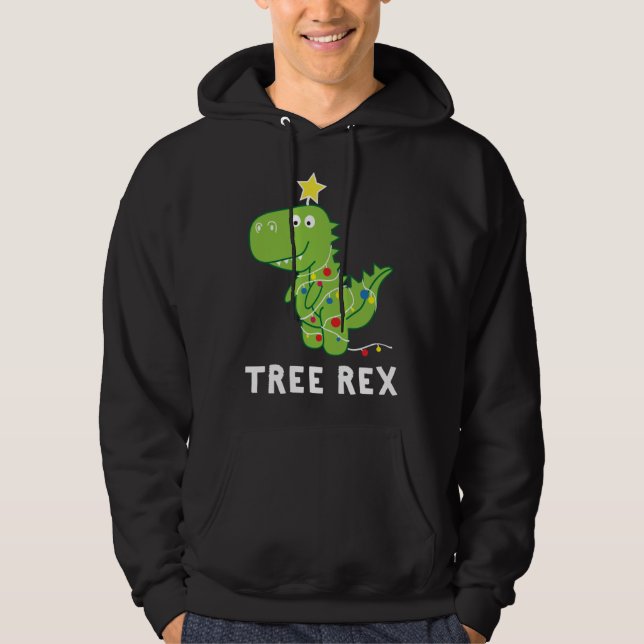 Sudadera Rex de árbol. Paja, Navidades de dinosaurios diver (Anverso)