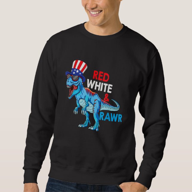 Sudadera Rex T Dinosaurio Fuegos Artificiales Rojo Blanco A (Anverso)