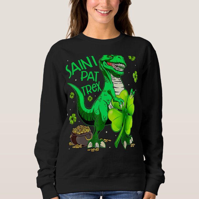 Sudadera Rex T Rex Dinosaur Leprechaun St Patrick (Anverso)