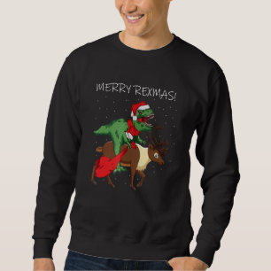 Sudadera Rexmas de amarre Dinosaurio en Santa Riding Rex