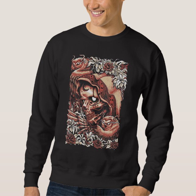 Sudadera Rey Calavera Esqueleto Con Búho (Anverso)