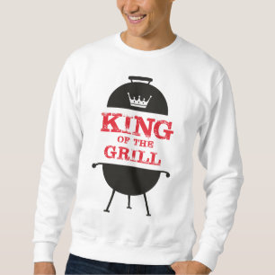 Sudadera Rey Del Grill, Rojo De La Corona Blanca Negra