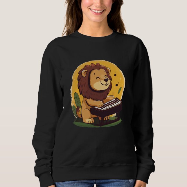 Sudadera Rey León de piano bonito para un conjunto de vibra (Anverso)