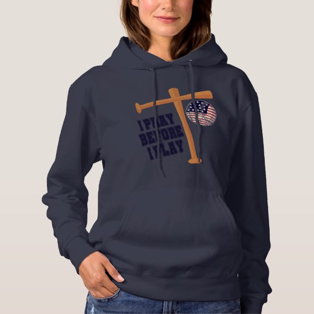 Sudadera Rezo antes de jugar un partido de béisbol (Anverso)