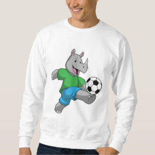 Sudadera Rhino como jugador de fútbol con fútbol