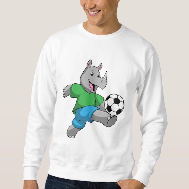Sudadera Rhino como jugador de fútbol con fútbol (Anverso)