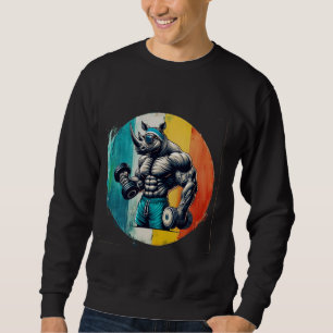 Sudadera Rhino muscular Bodybuilder Gym Workout Retro Sunse