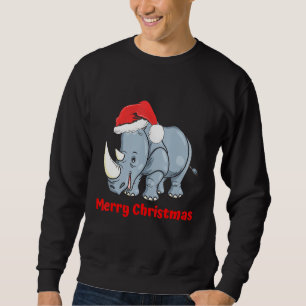 Sudadera Rhino Santa Hat Merry Árbol de Navidad Pajama Vaca