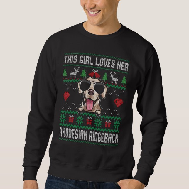 Sudadera Rhodesian Ridgeback Girl Cool Ugly Christmas for D (Anverso)