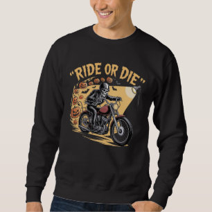 Sudadera Ride hasta morir - Skeleton Biker Halloween Hoodie