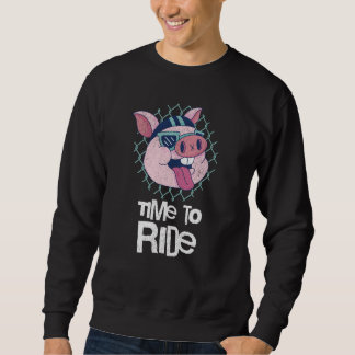 Sudadera Ride Motorcycle Rider Pig Cool Helmet Retro Vintag