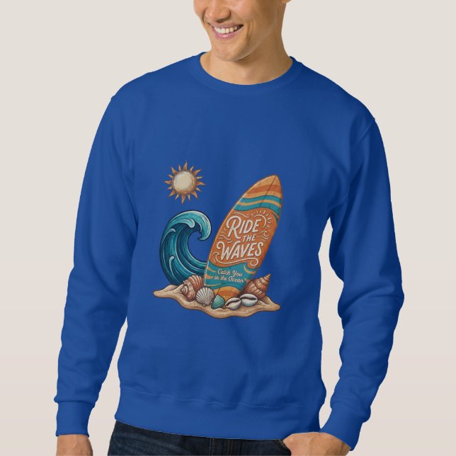 Sudadera Ride the Waves Surfboard Illustration - Tropical B (Anverso)