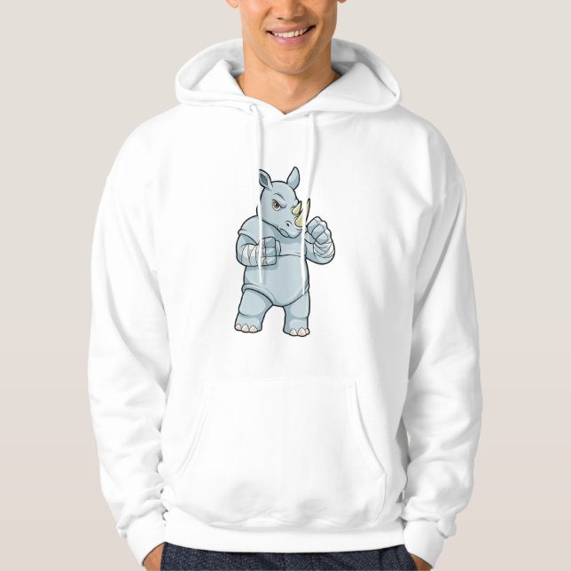 Sudadera Rinoceronte como boxeador en boxeo (Anverso)