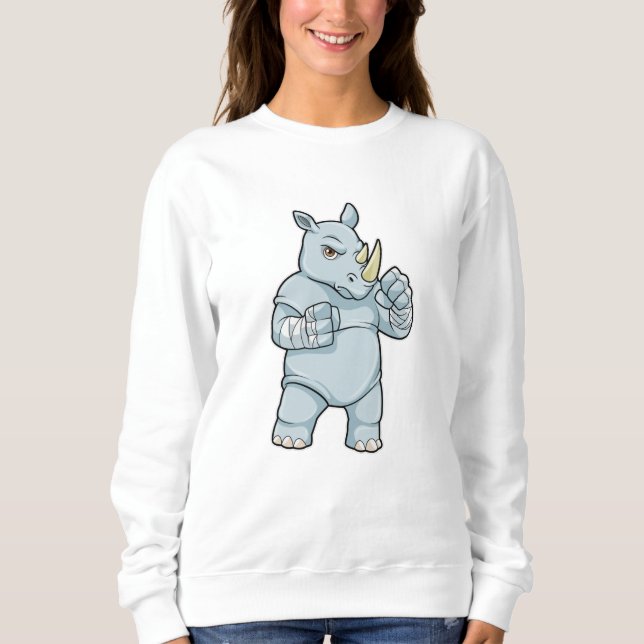 Sudadera Rinoceronte como boxeador en boxeo (Anverso)