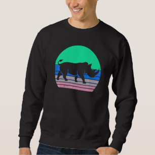 Sudadera Rinoceronte Retro Vintage Silueta de Rinoceronte E