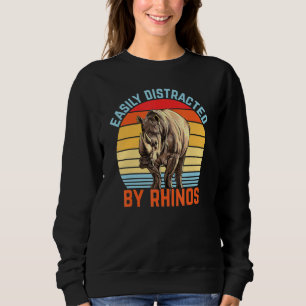 Sudadera Rinocerontes Retro Desig Distrae Fácilmente Por Ri