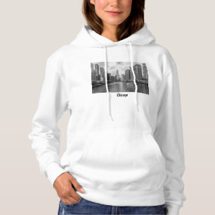 Sudadera Río Chicago Y Trump Tower Grayscale Hoodie