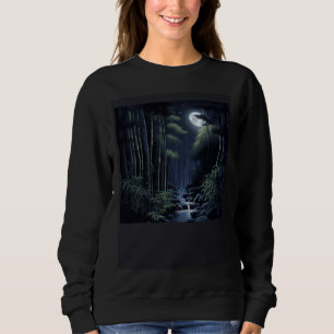 Sudadera Río de cascada en bosque de bambú chino iluminado 