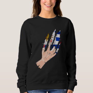 Sudadera Rip De Mano Con Bandera De Uruguay
