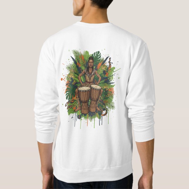Sudadera Ritmo de la jungla - Arte africano moderno con tri (Reverso)