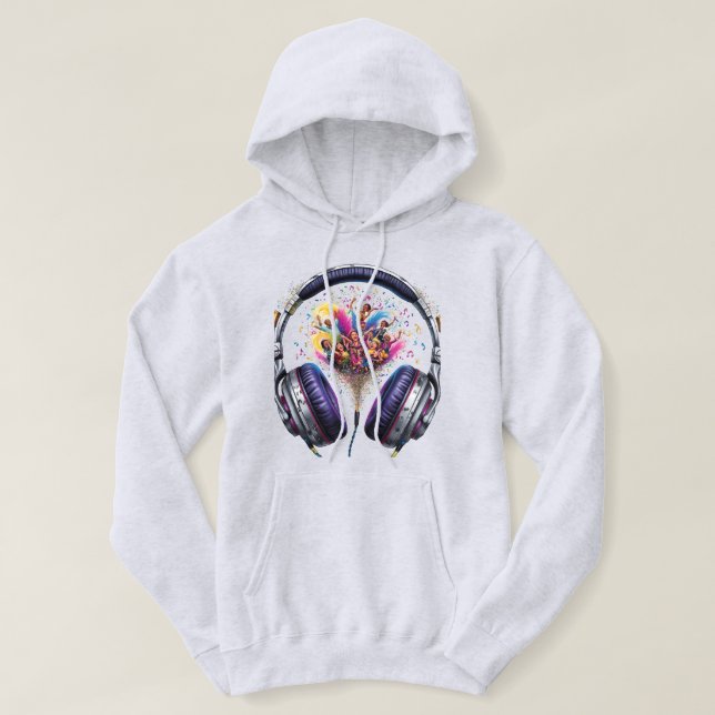 Sudadera Ritmos en: Auriculares Fiestas de danza (Diseño del anverso)