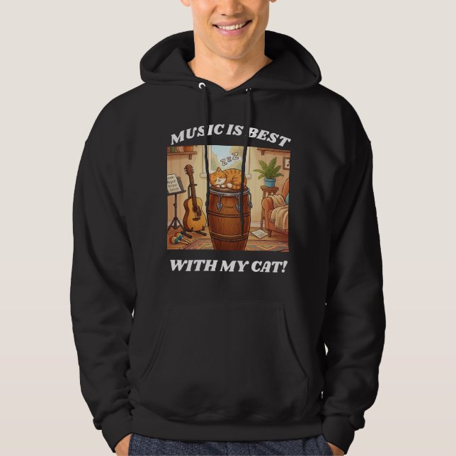 Sudadera Ritmos y Bigotes, Música y Maullidos, (Anverso)