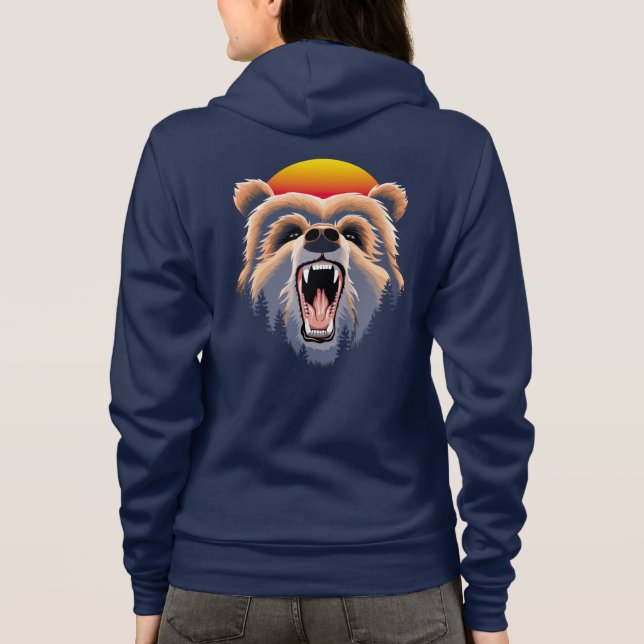 Sudadera Roaring Grizzly Bear Face (Reverso)