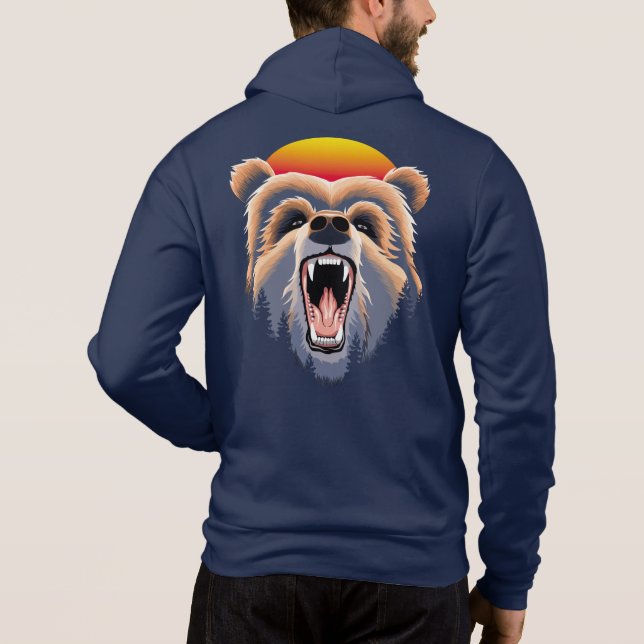 Sudadera Roaring Grizzly Bear Face (Reverso)