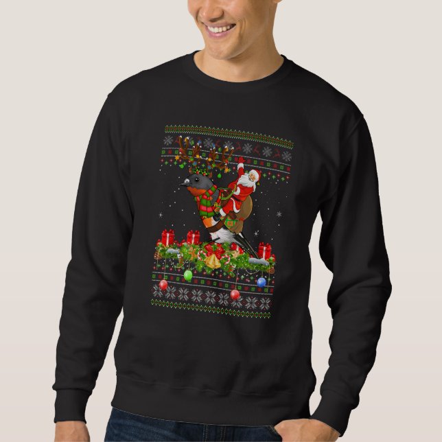 Sudadera Robin Bird  Ugly Santa Riding Robin Christmas (Anverso)