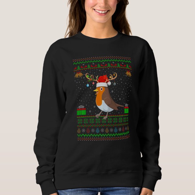 Sudadera Robin Ch, un Robin Americano Feo, reno con Sombrer (Anverso)