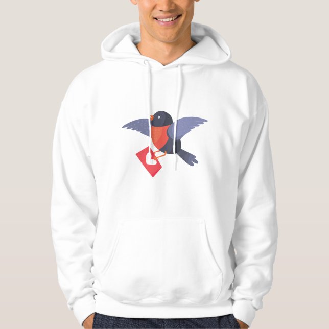 Sudadera Robin Pájaro Volando con Carta de Amor de Corazón  (Anverso)